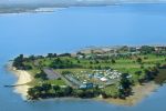 Clarks Beach Holdiay Park from above